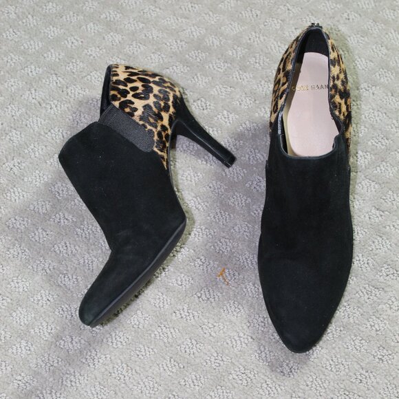 Women's Sz 7.5B Cole Haan Raquel Suede and Cow Hair Cheetah Print Heels - Picture 1 of 6